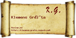 Klemens Gréta névjegykártya